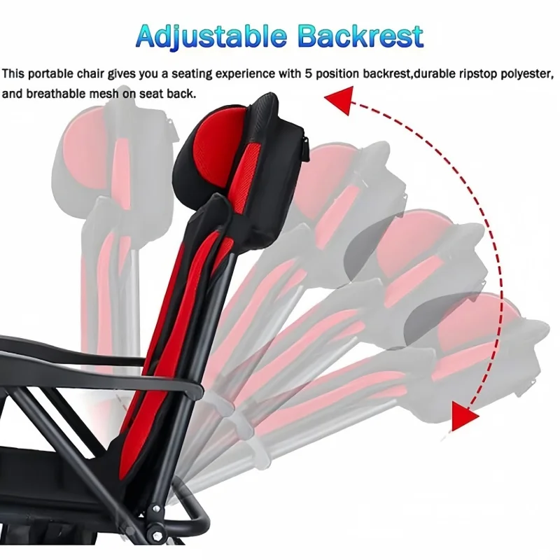 Outdoor Retractable Fishing Chair Adjustable 5-Position Folding Chair With Pillow Armrests Portable Camping Fishing Equipment image 5