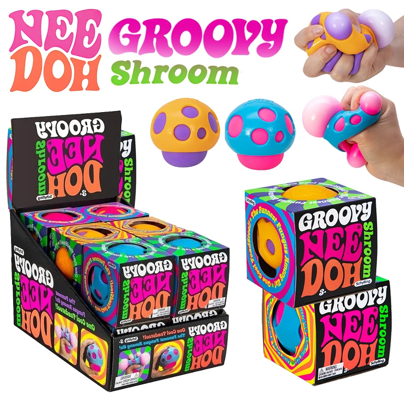 Juguete Antiestrés Needoh Groovy Shroom Squishy, Juguete Sensorial de Hongo Retro, Bola Antiestrés Suave, No Tóxica, para Aliviar la Ansiedad