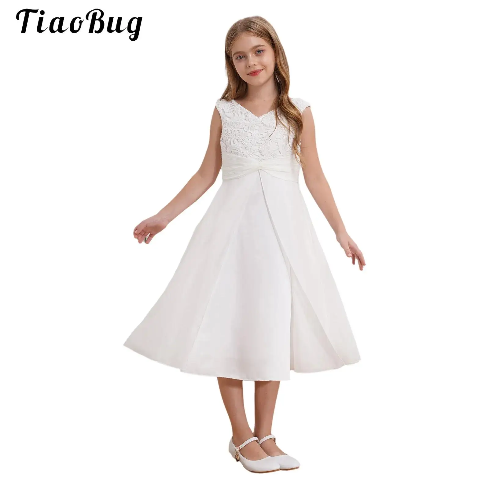 

Flower Girls Dress Elegant Wedding Party Dress Sleeveless Embroidered Bow Princess Party Ball Pageant Evening Bridesmaid Dress