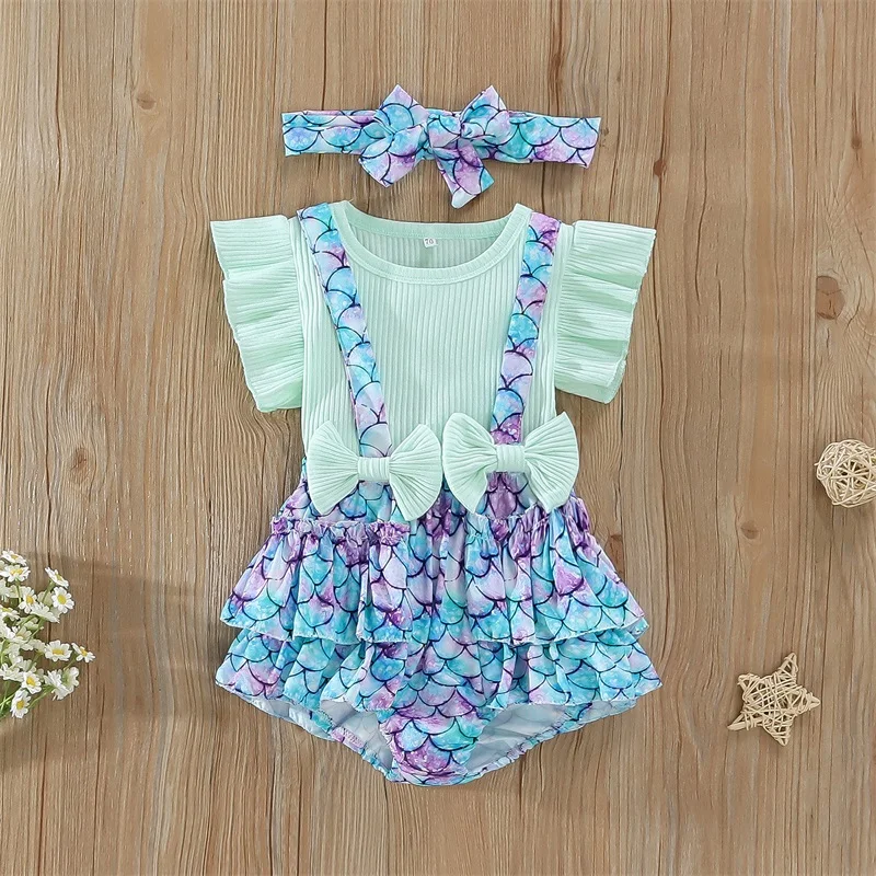 Adorable Baby Girl Summer Outfits Cute Floral Print Ruffle Sleeve Tops Denim Shorts Headband 3Pcs Clothing Set for Toddlers