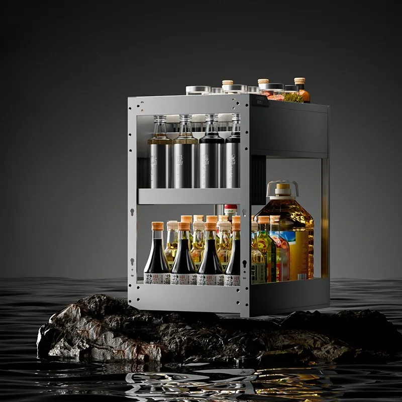 

Кухонный шкаф для хранения приправ, тип ящика, двухслойный выдвижной алюминиевый сплав, чаша, тарелка, корзина, стеллаж для хранения, простой декор