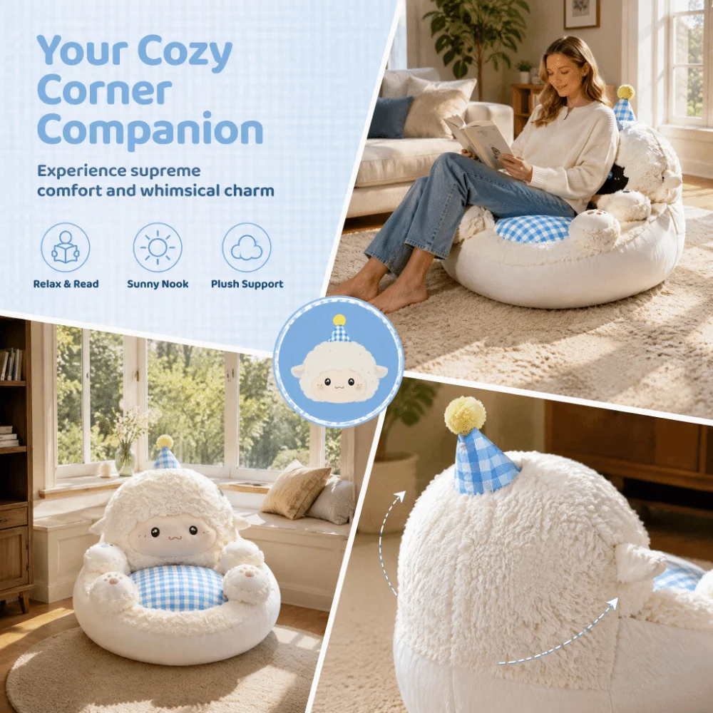 Cozy Sitting Thickened Floor Cushion Plush Fabric Soft Lazy Seat Pillow Warm Waist Support Floor Pouf Winter