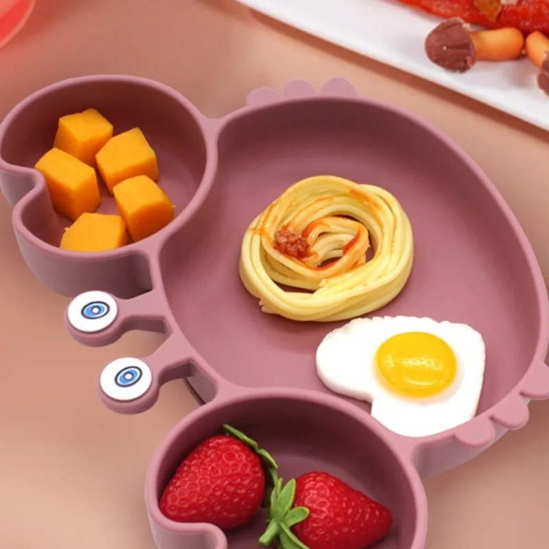 

Kids Silicone Feeding Set 8PCS Crab Divided Plate and Spoon for Baby Toddler Learning Tableware