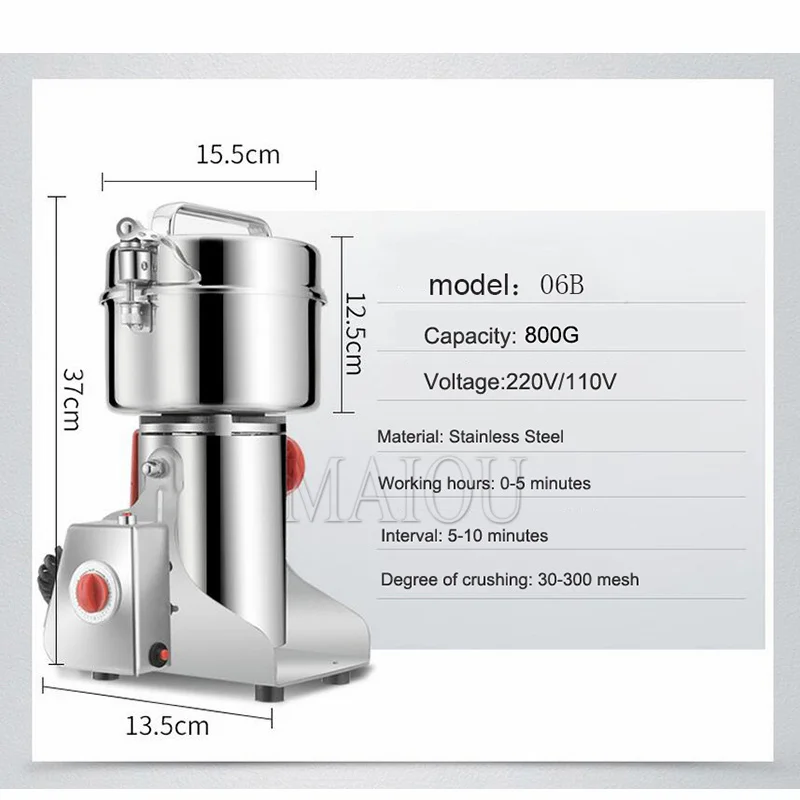 800G-2500G Dry Grain Grinder Electric Grain Mill Machine