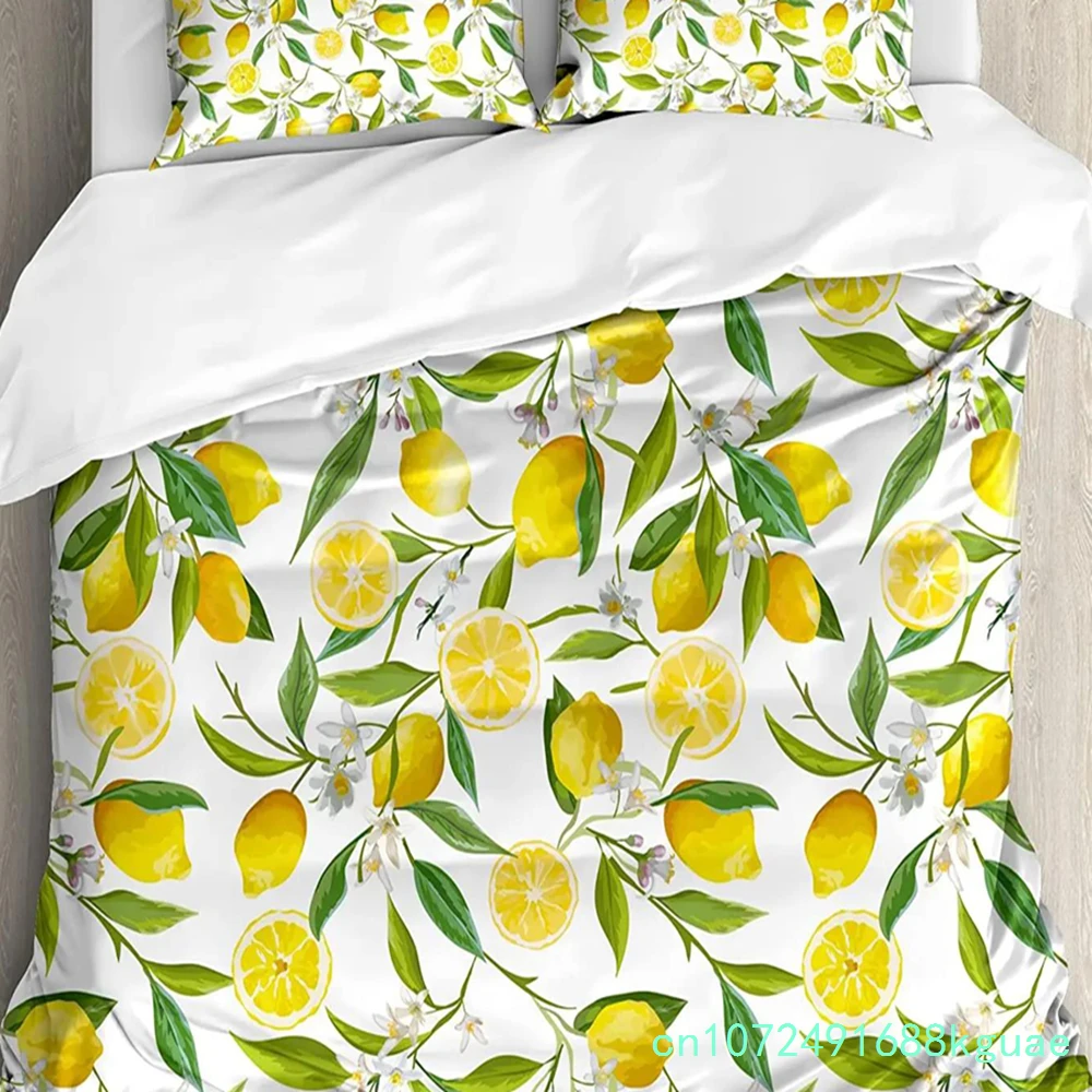 Nature Bedding Set For Bedroom Bed Home Exotic Lemon Tree Branches Yummy Delicious Kitche Duvet Cover Quilt Cover And Pillowcase