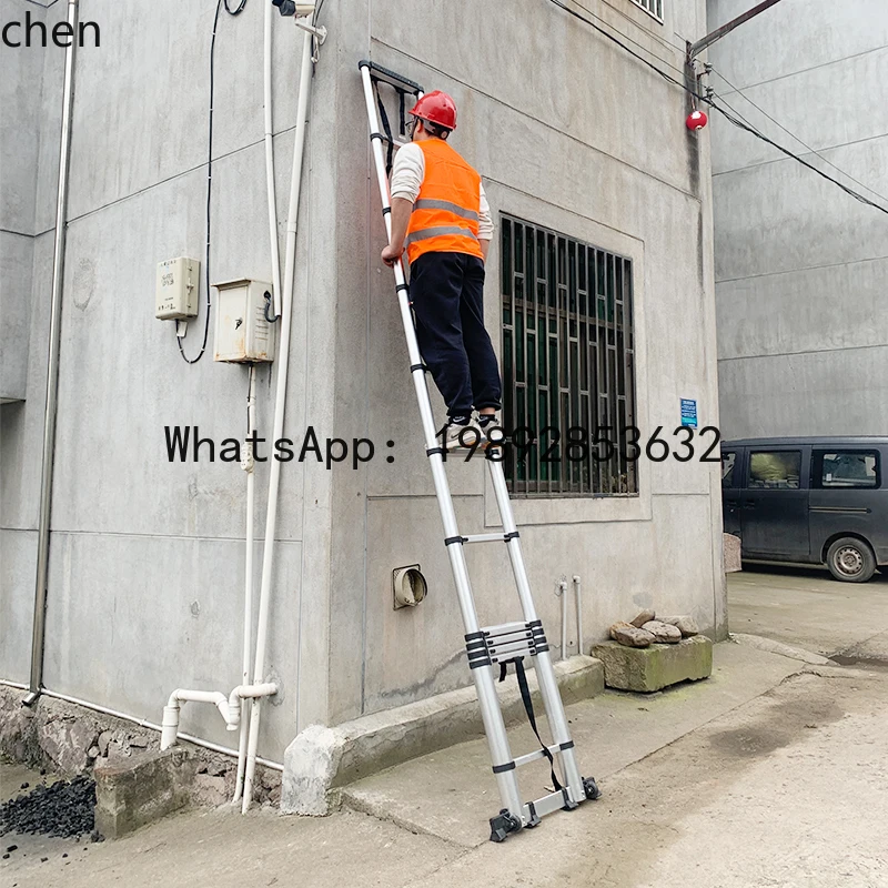 aluminum alloy thickened straight ladder for installation of portable single-sided telescopic ladder