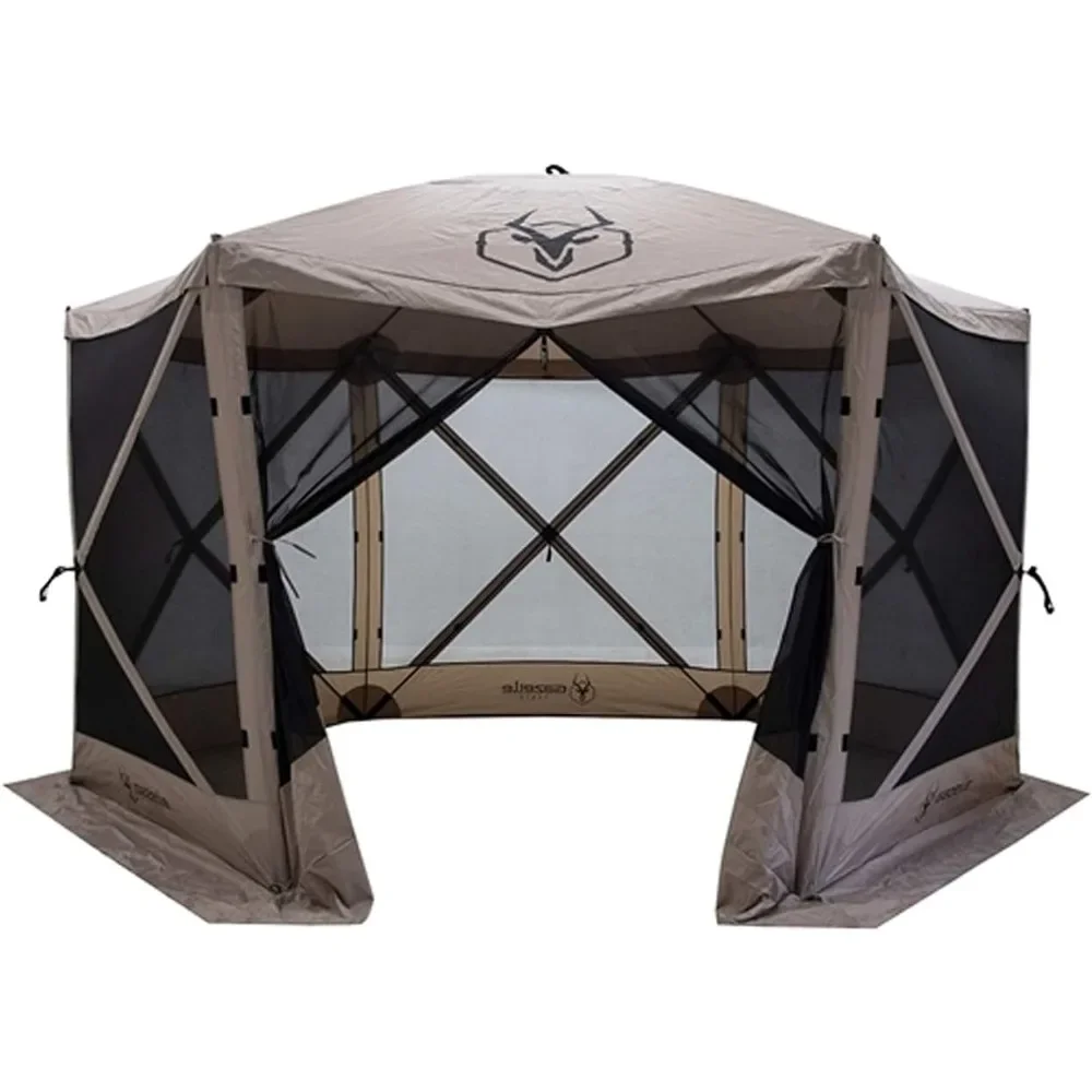 

Tents G6 8 Person 12' X 12' Pop Up 6 Sided Portable Hub Gazebo Screen Canopy Tent With Large Main Door Wind Panels and Screens