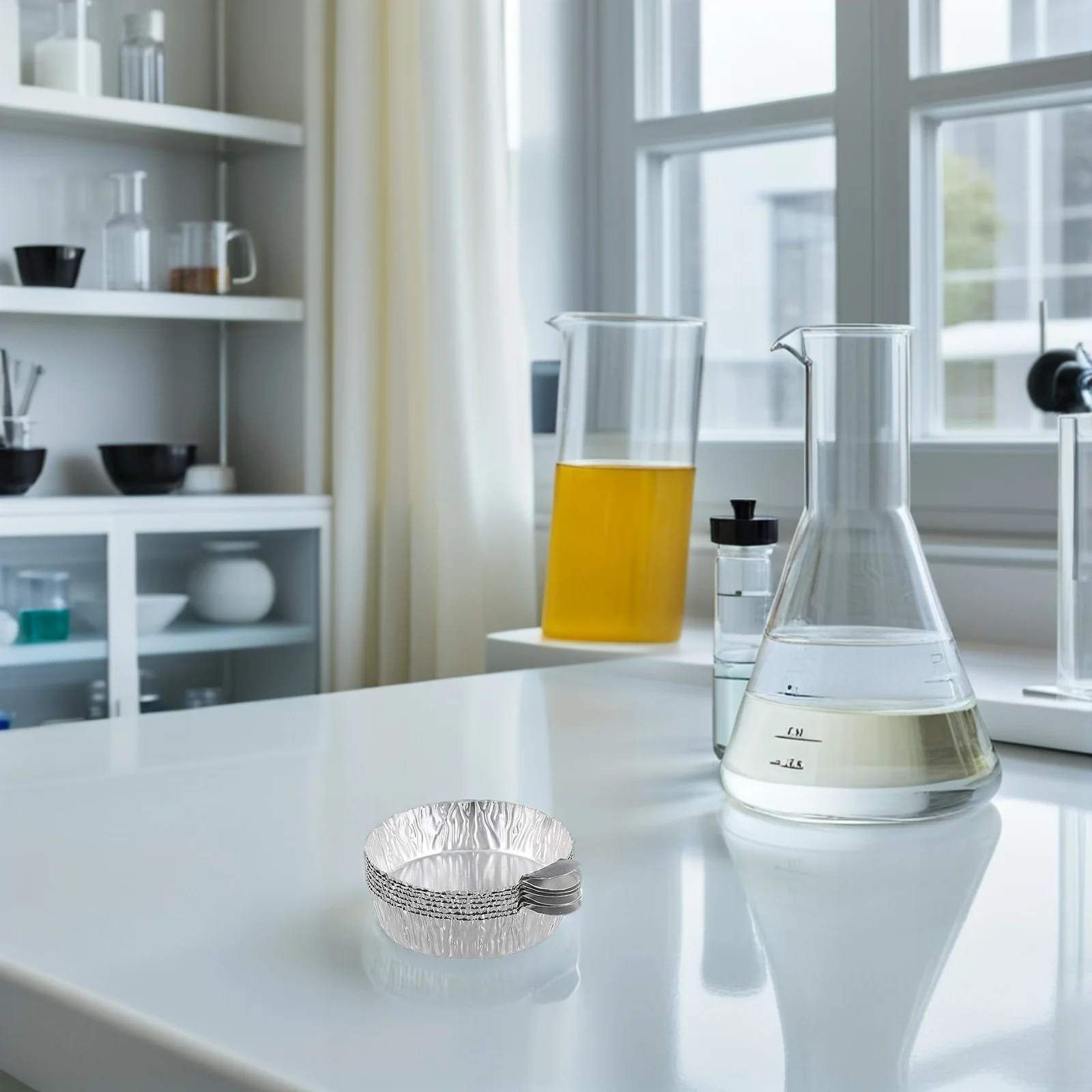 

50pcs Aluminum Foil Weighing Dishes Lightweight Durable Precision Scale Trays Laboratory Equipment Sample Measuring Boats Powder