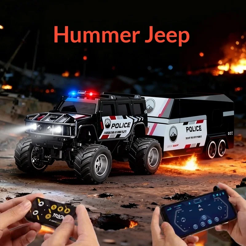 

HG 1:64 Mini RC Racing Car Alloy Body Off-Road Drift Hummer Police Vehicle Electric Toy for Children Boys