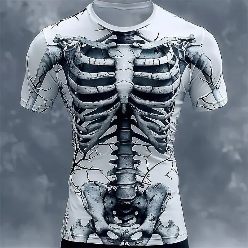 Lose Sommer Tops 3D Gedruckt Skeleton Körper T Hemd Männer Knochen Muster T-shirts Harajuku Straße Casual Oansatz Kurzarm T-shirts