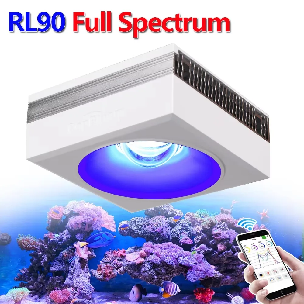 NEW PopBloom RL90 WiFi Led Aquarium Light Full Spectrum, Reef Light Aquarium Saltwater Coral Growing, Marine Aquarium Tank Lamp