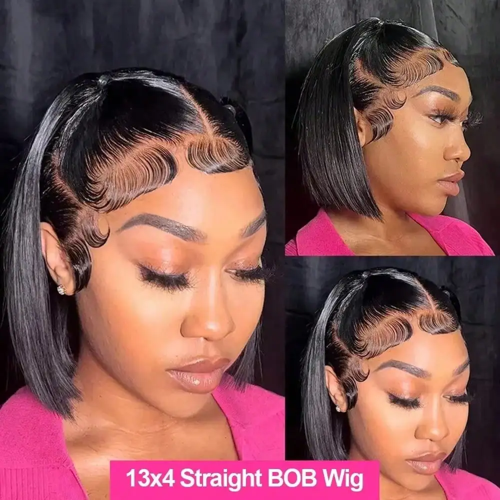 13x4 HD Lace Frontal Straight Human Hair Wig 250% Density Glueless Brazilian Human Hair Wig with Baby Hair Natural Color image 4