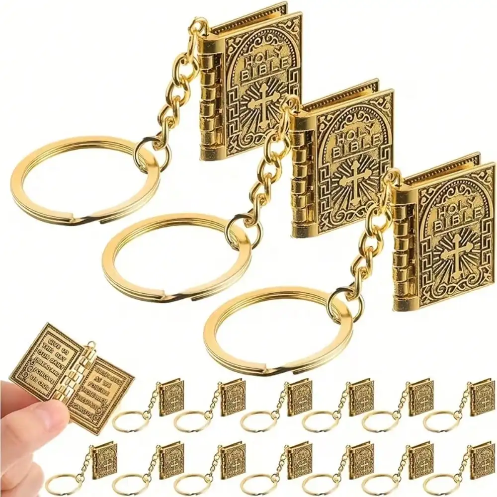 Set of 15 Bible‑themed Keychains — Religious‑themed Party Favors with Thank‑You Tags, Organza Bags and Open Jump Rings