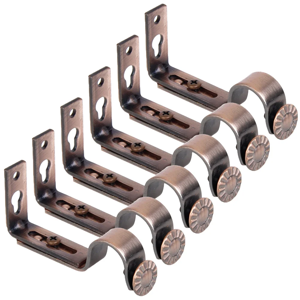 6 Pcs Curtain Rod Without Drilling Stand Tube Bracket Brackets Curtains Holders Copper Pole