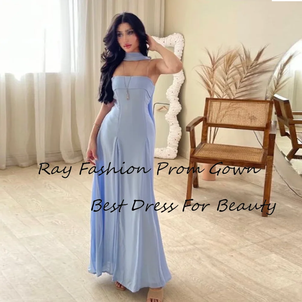 

Romantic Straight Evening Dress Strapless With Sleeveless Tiered Pleated Floor Length For Women Formal Saudi Arabia فساتين سهرة