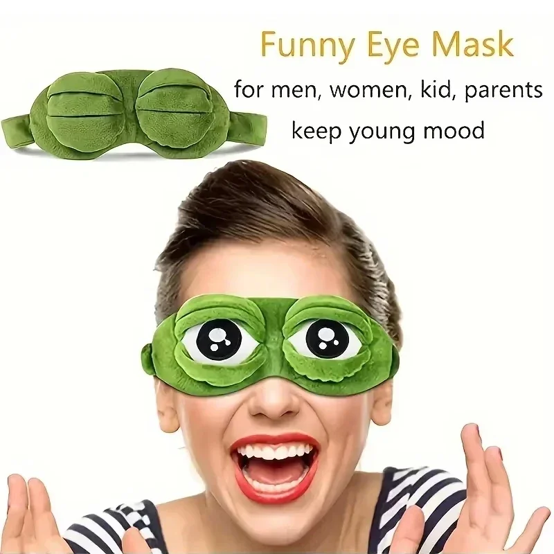 Frog Shaped Eye Mask Party Game Funny Eye Mask Cartoon Plush Trendy Hair Accessories Soft Portable Blindfold Travel Eyepatch view 2