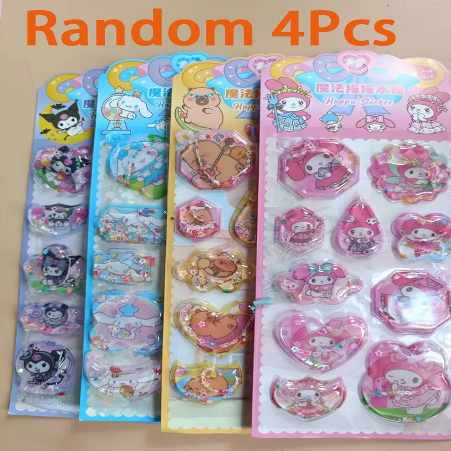 

4 шт., милые аниме Kawaii Sanrio, 3D наклейки с встряхивающейся головой для чехлов для телефонов и детских наклеек