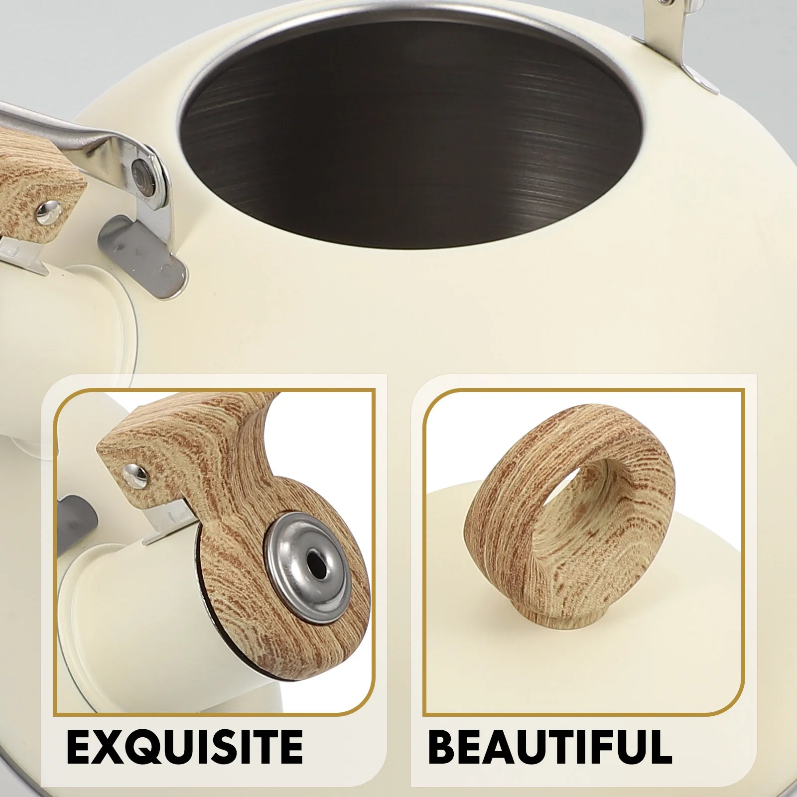 

Whistling Tea Kettle Stainless Steel Wear Resistant Water Boiling Kettle Comfortable Handle Wide Use Practical Home Teapot