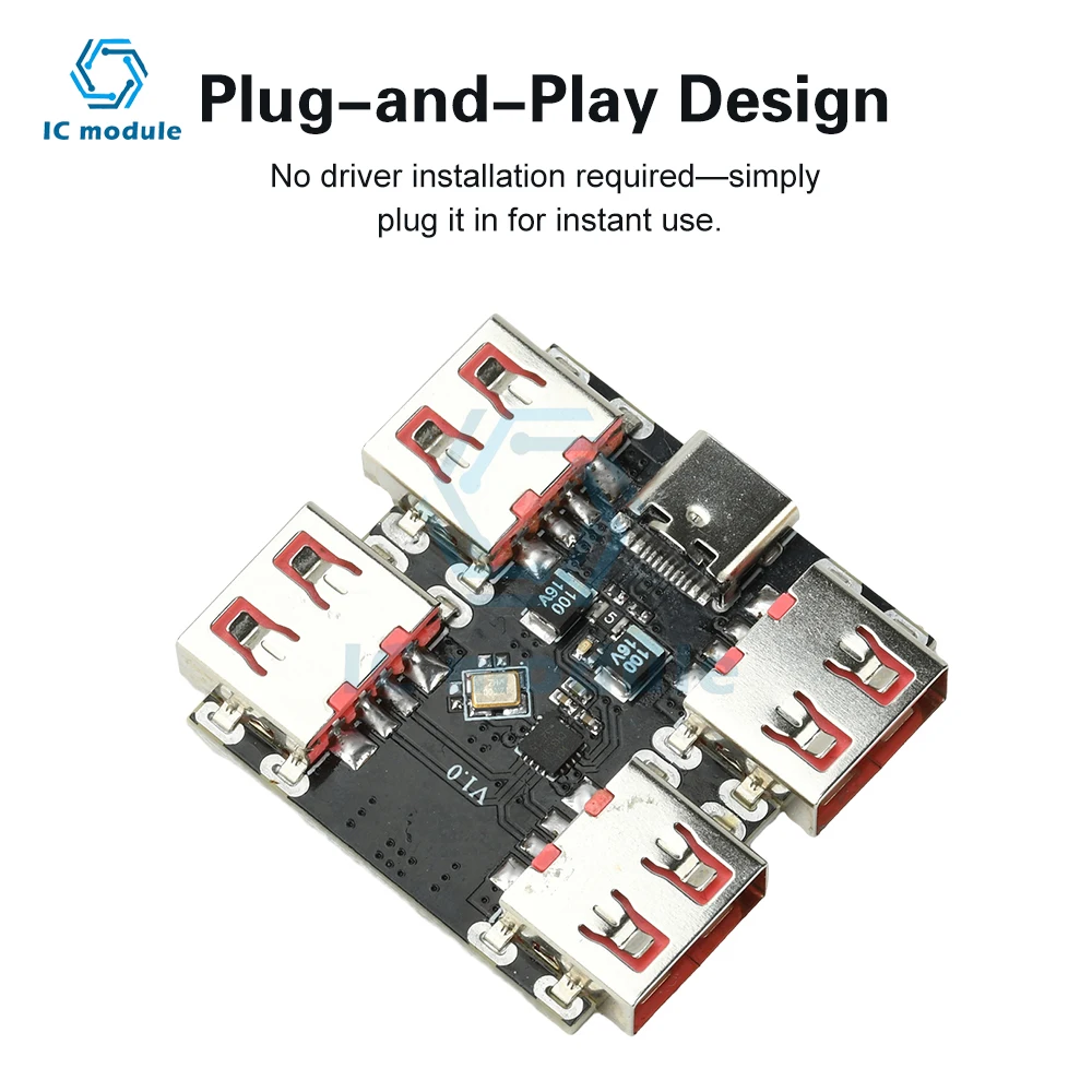XL334P4 USB 2.0 4-Port Hub وحدة تحكم USB 2.0 إلى 4-قناة الفاصل USB-HUB Type-C موسع مجلس 40 برميل/الثانية