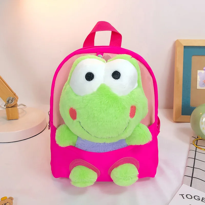 Mini mochila de rana de dibujos animados con juguete de felpa, mochila escolar pequeña, mochila bonita para niños de 6 colores, bolsa para niños para guardería