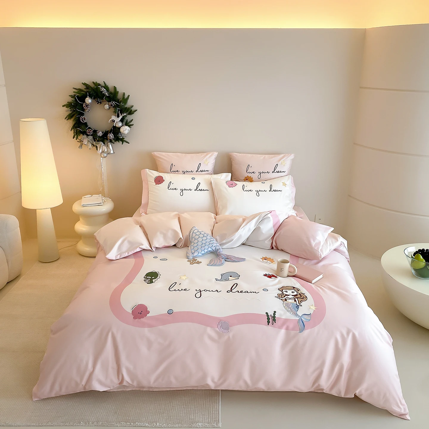 

Красота Русалка комплект постельного белья розовый 3/4 шт. пододеяльник для маленькой девочки детская спальня украшение дома для школьного общежития