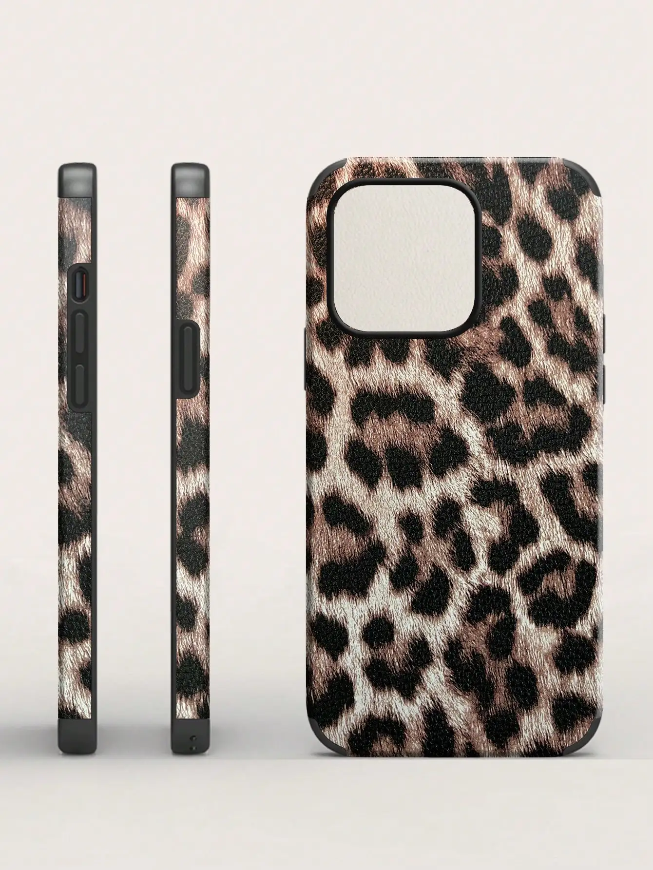 Funda de teléfono Pu con estampado de leopardo para iPhone 16 15 14 13 12 11 X XS XR XSMAX 7 8 Pro Max Plus, funda trasera de lujo de doble capa