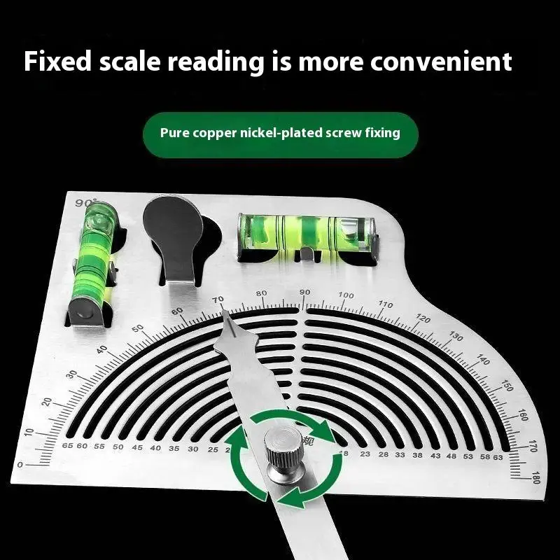 Régua de ângulo ajustável de 180 graus, régua de ângulo de aço inoxidável multifuncional de alta precisão para carpintaria, medição móvel t