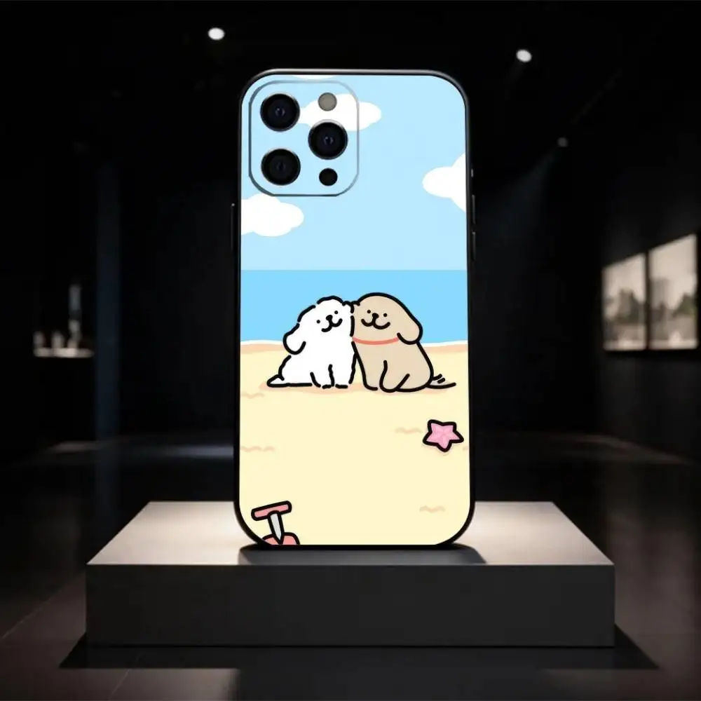 المالطية الكلب لطيف خط الجراء جراب هاتف سيليكون لينة آيفون 17 16 15 14 13 12 11 X XR زائد برو ماكس زائد