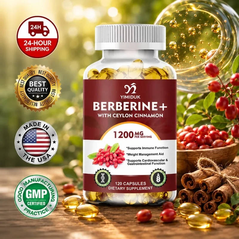 High-Potency Berberine Capsules, with Cinnamon, Bitter Melon, Support Antioxidant Defense, Digestive Comfort, Overall Vitality