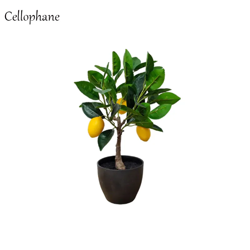 Artificial Lemon Tree Simulated Bonsai Fruit Tree Faux Plant Decorate Realistic Leaves Fake Plant Plastic Indoor for Home Garden