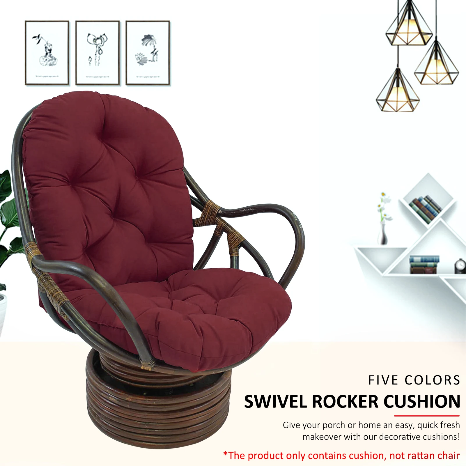 Replacement Chair Cushion For Outdoor Garden Swivel Rocker Lounger Swing Chair Nest Backrest Pillow Comfortable Accessories