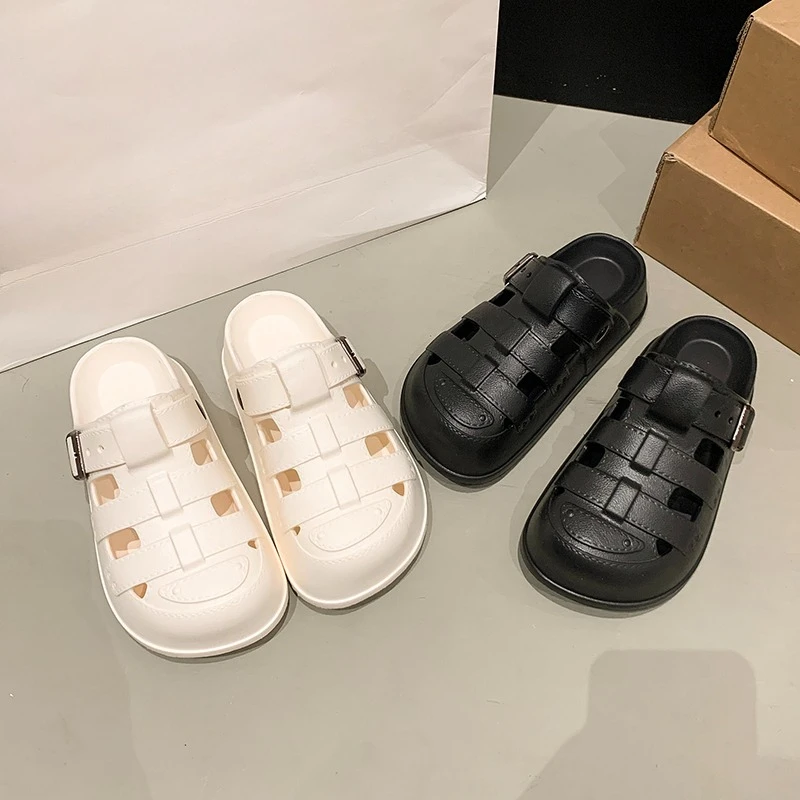 

Женские тапочки-лодочки, новинка 2025, летние удобные и износостойкие пляжные повседневные сандалии на толстой подошве для женщин, модные тапочки