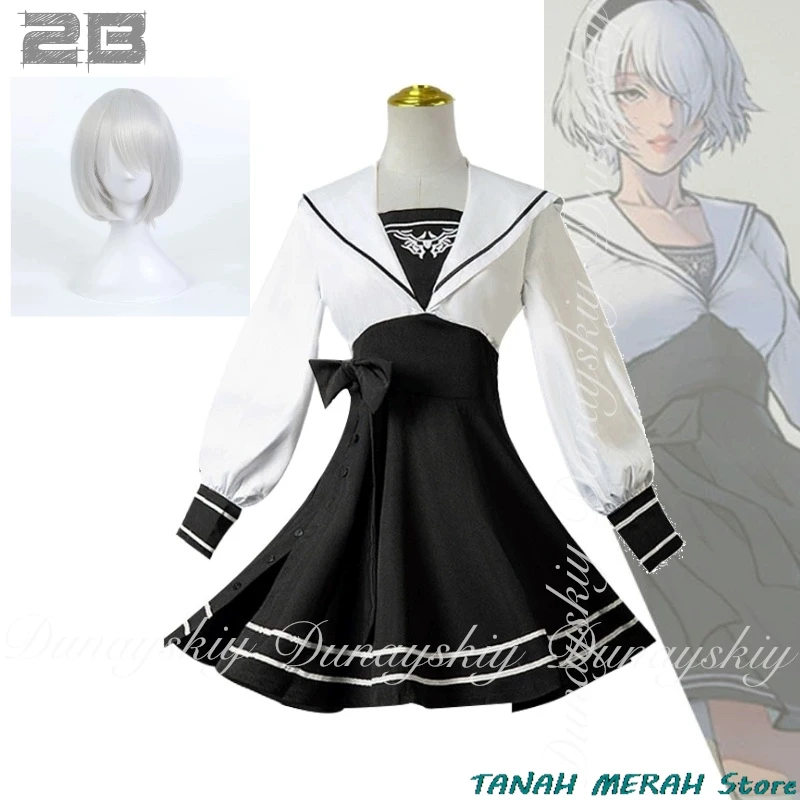 

NieR: Automata Game YoRHa No.2 Type B Cosplay Student Version Uniform Doujin Backless Sailor Uniform Cosplay Costume Full Of Set