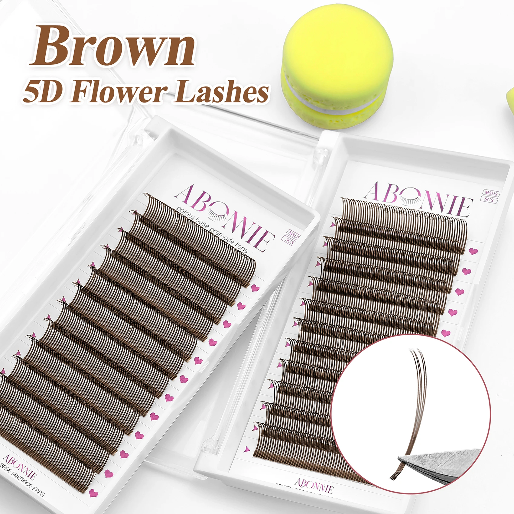 

ABONNIE Black Brown 5D Closed Fan Spikes Fairy Lashes Grafting Individual Easy Fan Flower Eyelash Extensions