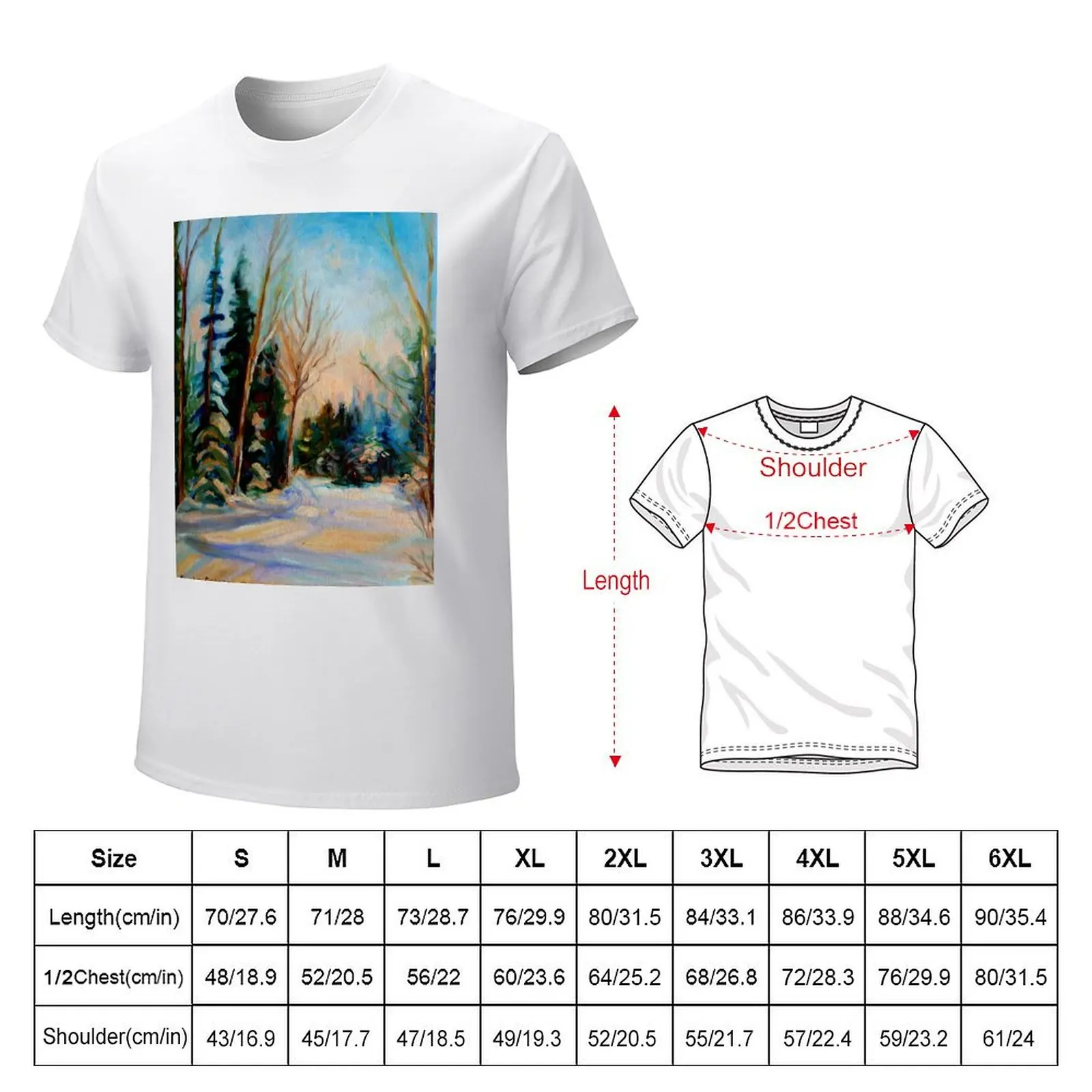 CANADIAN WINTER SCENE PAINTINGS WINTER ROAD BY CANADIAN ARTIST CAROLE SPANDAU T-Shirt blacks t shirts for men graphic