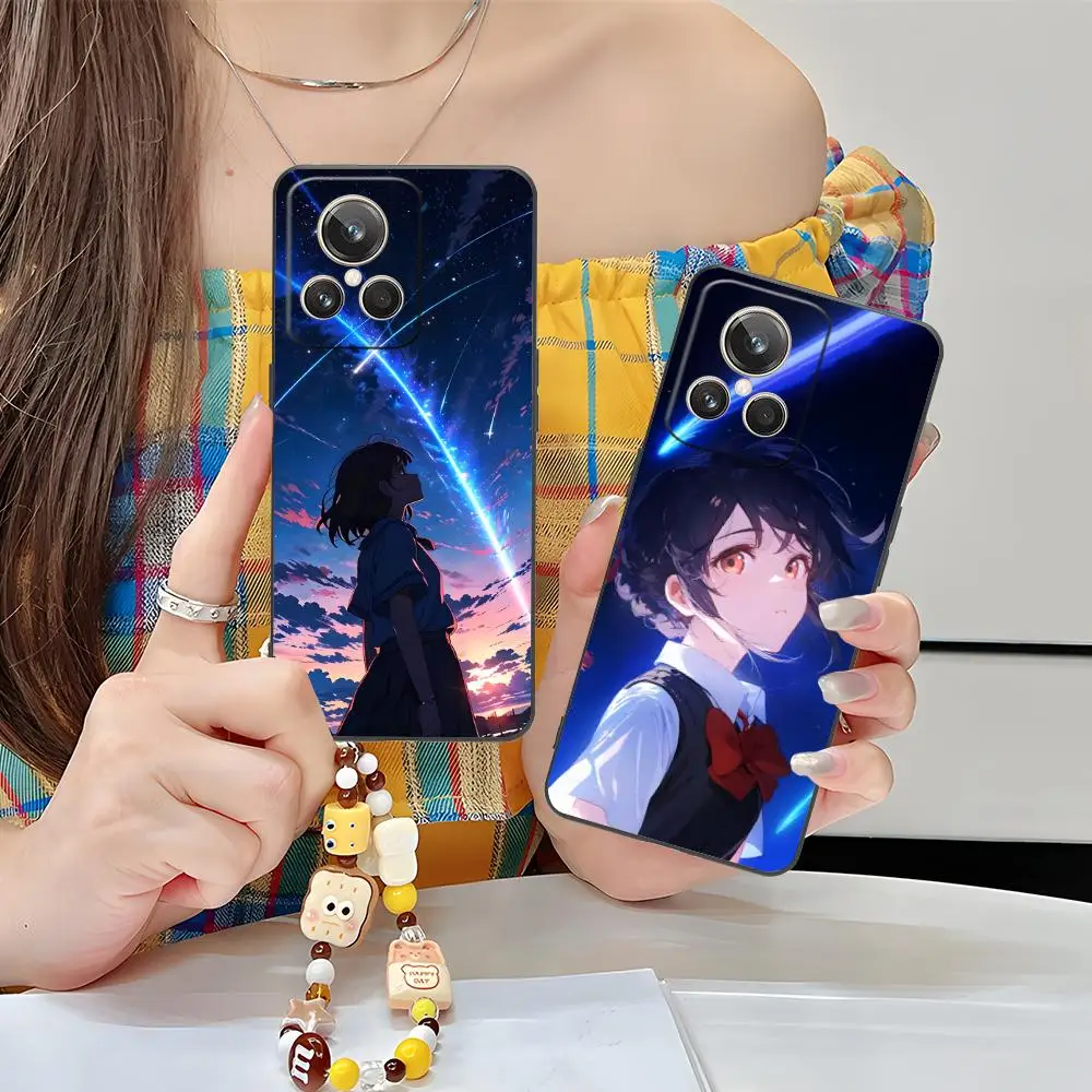 

Anime Miyamizu Mitsuha Phone Case for Realme 15 14 13 12 11 10 9 Pro Plus T i Lite 5G Colorful Printing Cover Cellphones Luxury