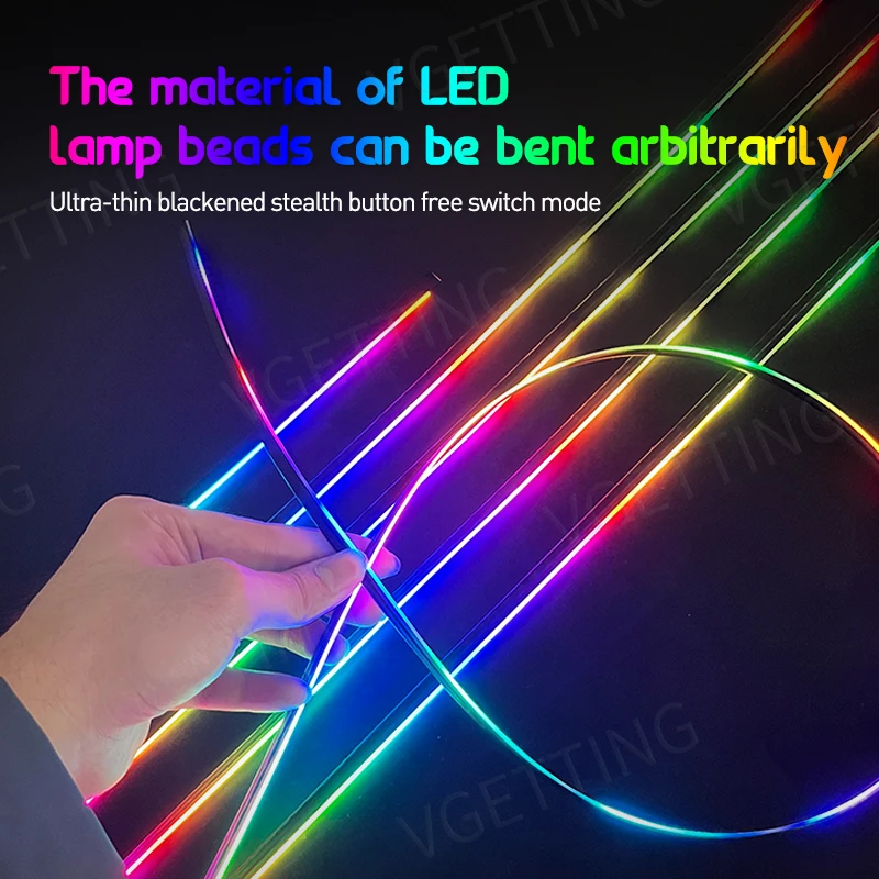 Car Interior Ambient Lights Acrylic Optical Fiber Led Colorful Strips Atmosphere Lamp Dashboard Panel Door Foot Decoration