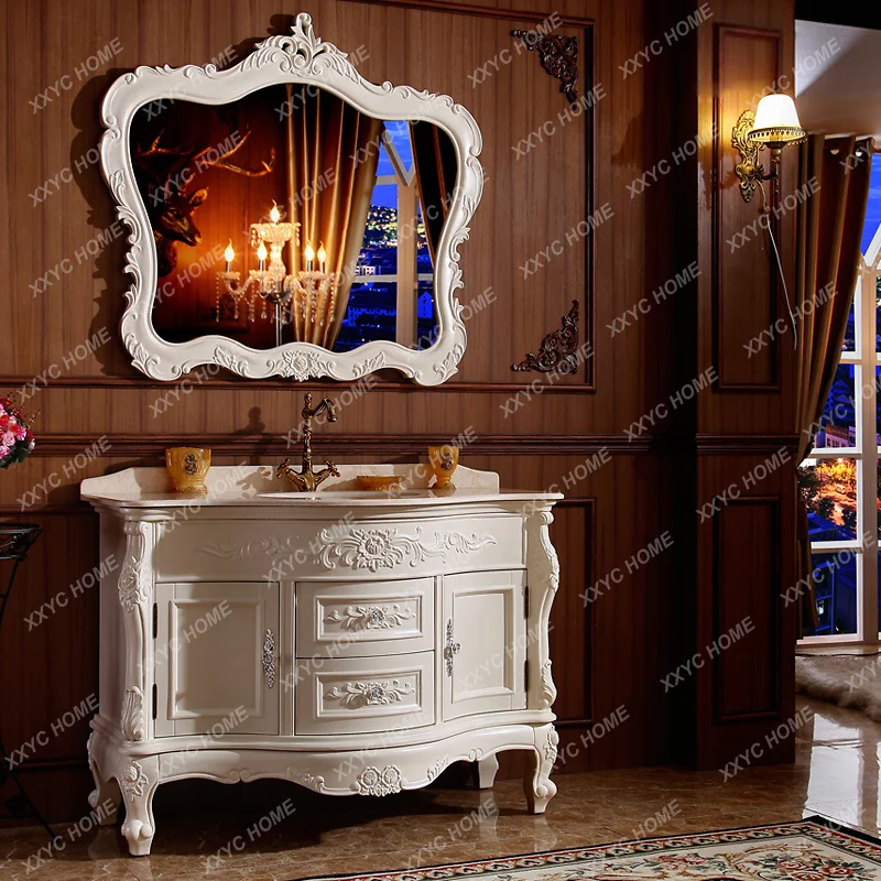 JYAX69 N  Style Bathroom Cabinet Combination Of Marble Washing Taitai Solid Wood Toilet Washing The Face Pot Cabinet Americ