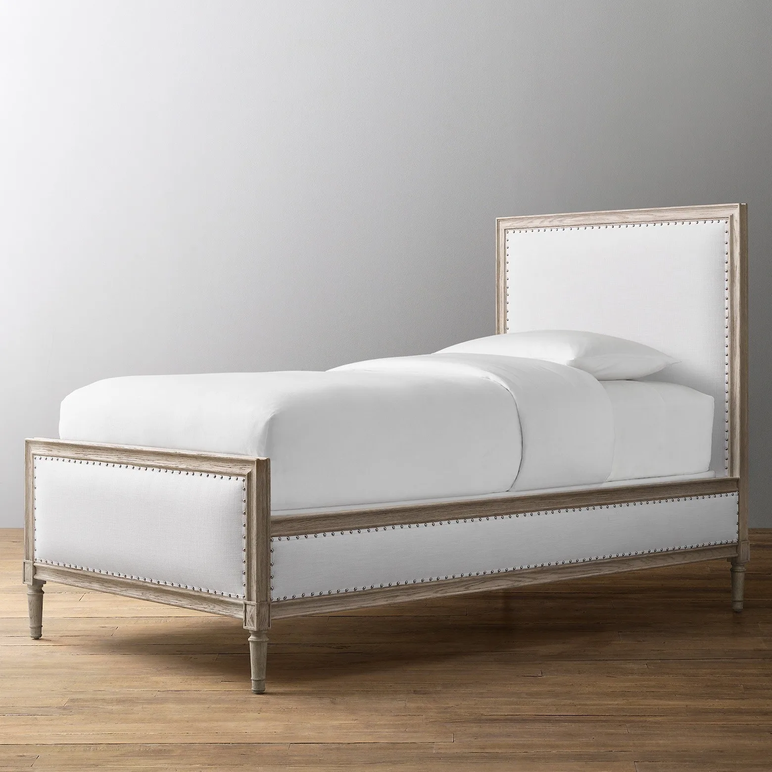 

RH Американская деревенская кровать из цельного дерева, двуспальная кровать 1,8 метра, односпальная кровать из дуба из французской ткани в стиле ретро, 1,5 метра