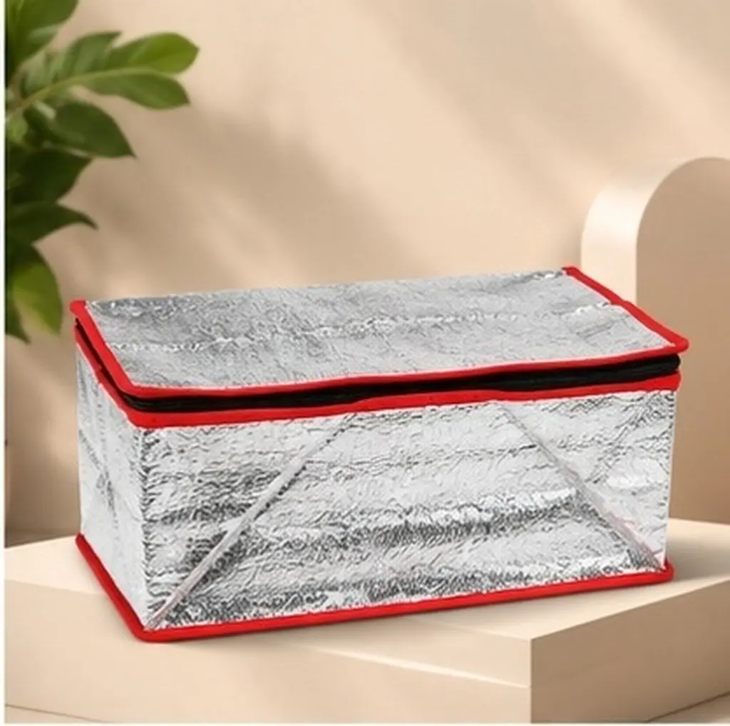 Aluminum Foil Thermal Food Bag 36x26x15cm Flat Bottom Reusable Foldable Insulated Liner for Seafood Cold Retention Portable