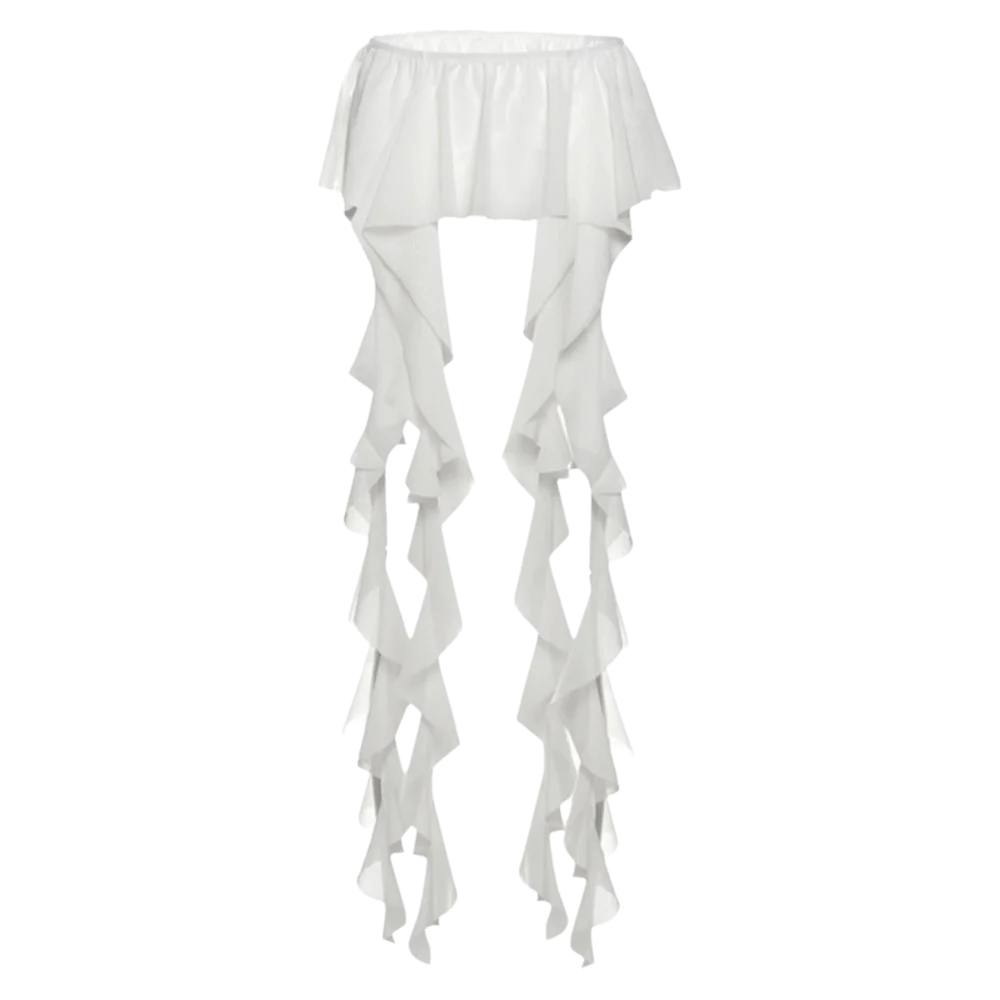 

Модные нерегулярные ремни с оборками для женщин, длинная сексуальная мини-юбка с кисточками Y2K, прозрачная занавеска для ягодиц, уличная одежда