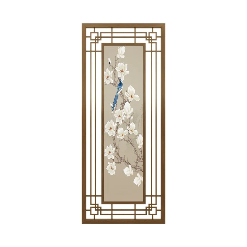 

New Chinese screen partition living room solid wood grille entrance entrance door blocking tea room hotel decorative cabinet