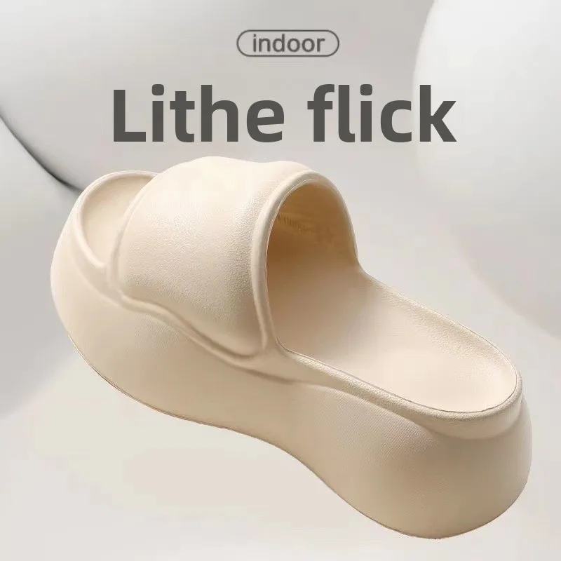 YNPO Solid Color EVA Platform Slippers Women Thick Sole Non Slip Beach Slides Sandals Lady Summer Soft Sole Wedge Heel Slipper