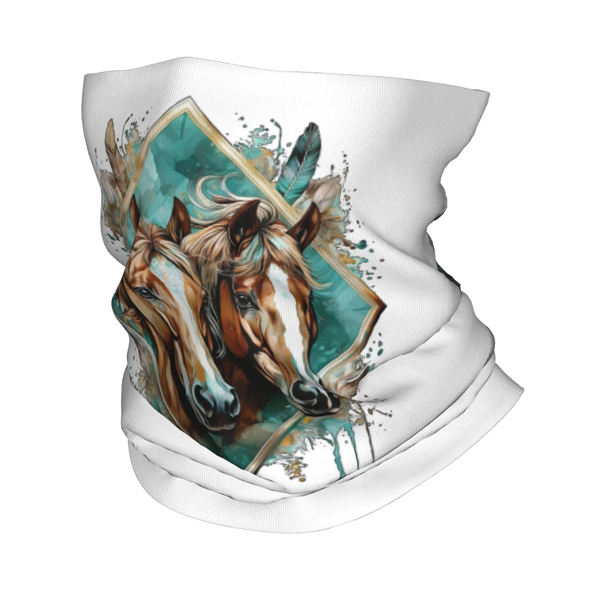 

Majestic Twin Horses Bandana Neck Gaiter Printed Wrap Mask Scarf Multi-use Balaclava Riding Unisex Adult