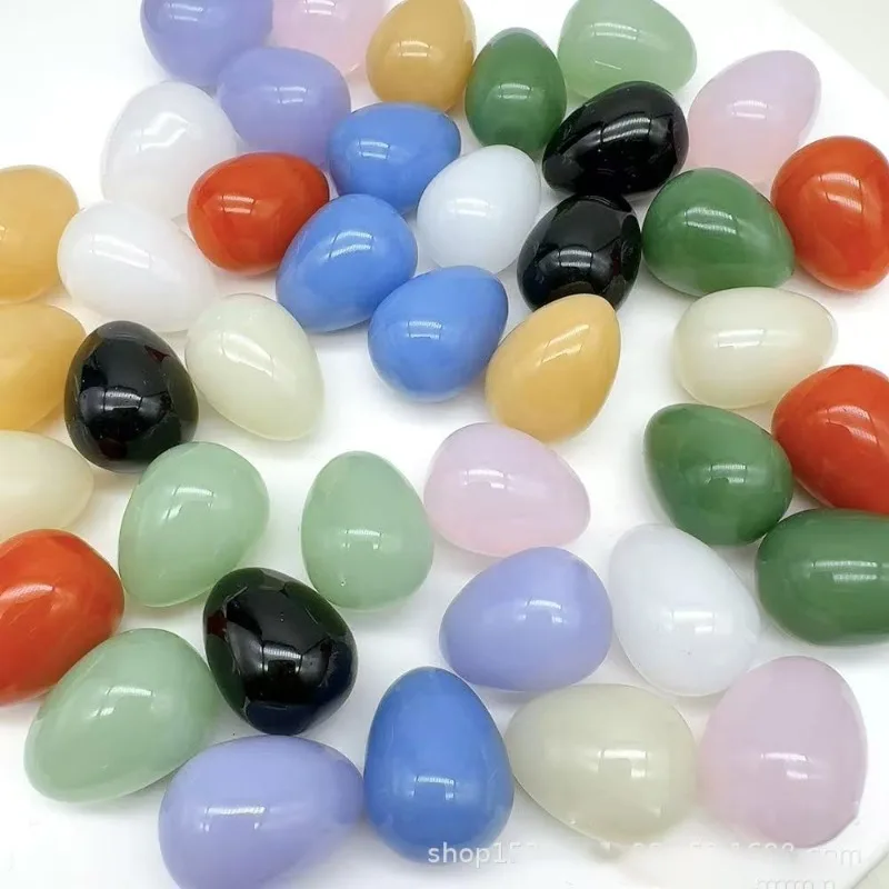 50pcs Colorful Easter Ornament 15×20mm  Carved Egg Shaped Glass Crystal Beads Decorative Decor Craft Jewelry Accessory