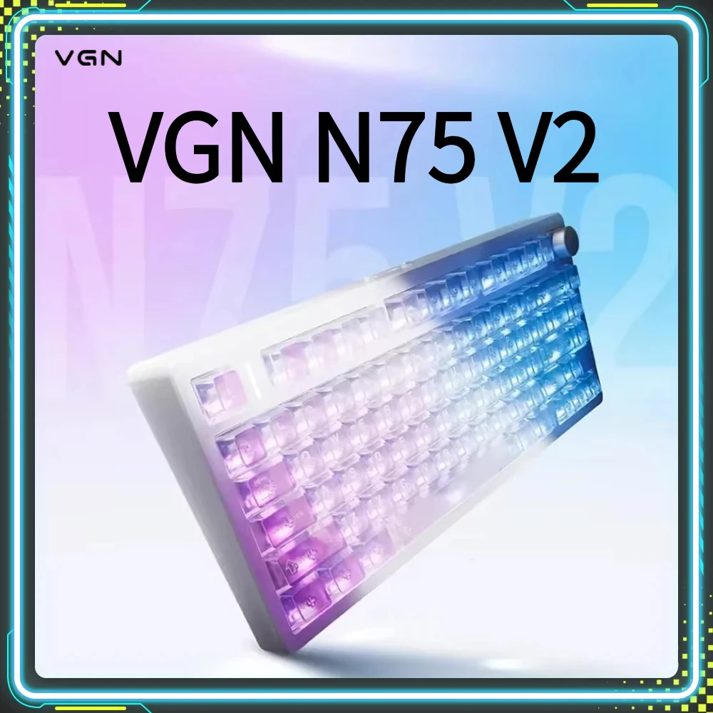 VGN N75 V2 Gaming Keyboard Hot Swap Ergonomics RGB Light Custom Wireless Tri-Mode Mechanical Keyboard PC E-Sports Accessory Gift