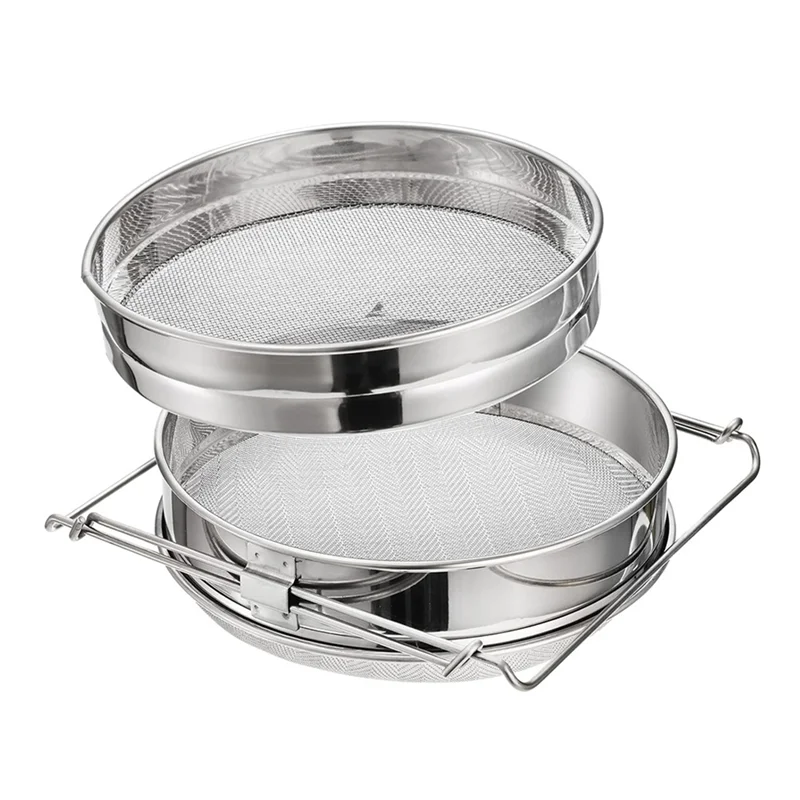 -AT37 Stainless Steel Honey Strainer Double Sieve Honey Fragment Strainer Honey Extraction Equipment For 5 Gallon Bucket Honey