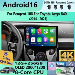 Android 16 Car Radio For Peugeot 108 For Toyota Aygo B40 2014-2021 Multimedia Video Player Navigation Stereo GPS 2din 2 din DSP
