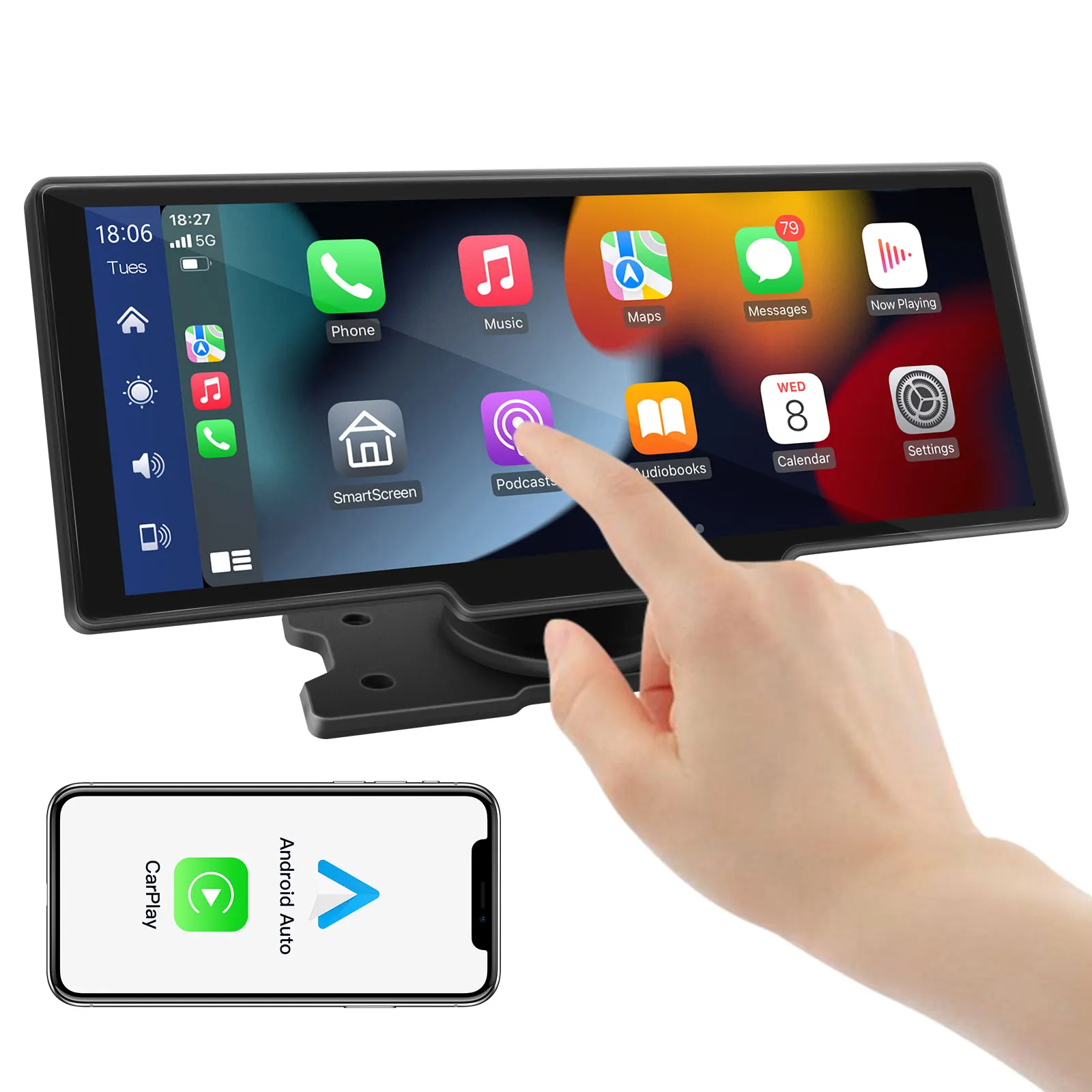 Autoabc 10.26 Inch Ips Touch Screen Support Voice Control On The Carplay Mode Wireless Appl Carplay Android Auto For Cars