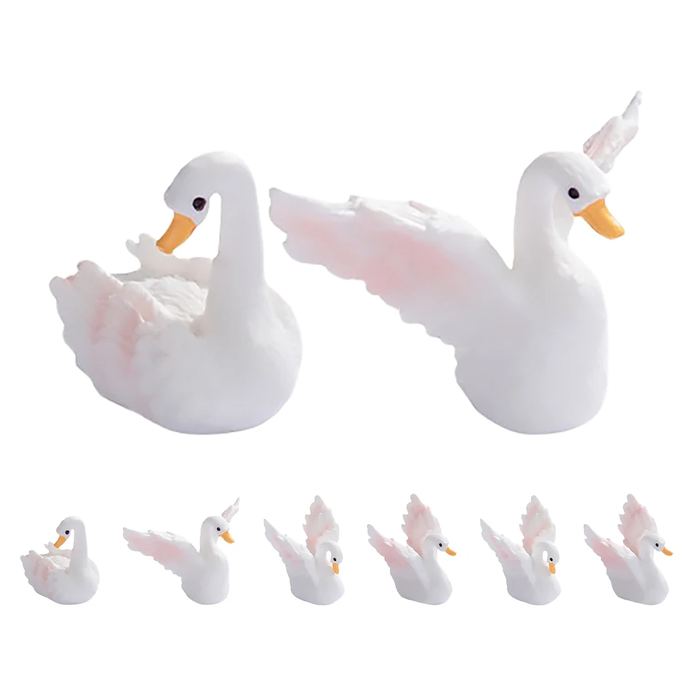

8pcs 8 Micro Landscape Swan Statues Resin Mini Figurines Fairy Garden Accessories Craft Diy Ornaments Outdoor Indoor Decor
